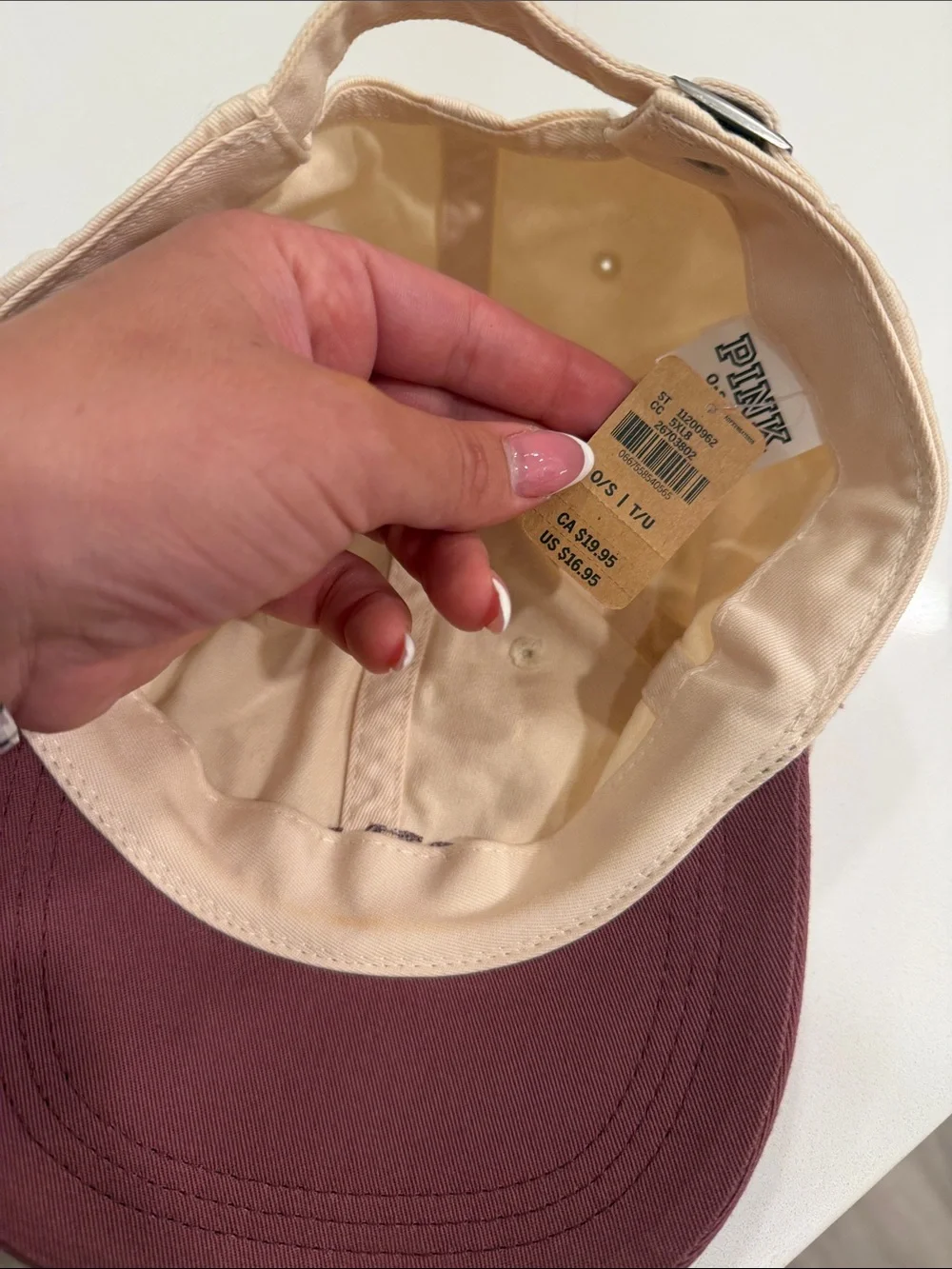 NWT PINK Victoria's Secret Two-Tone Cap - 🧢 Cream & Dusty Rose